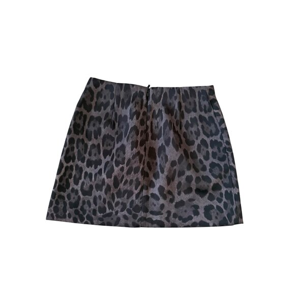 H&M Gray Leopard  Animal Print Mini Skirt Size 2 - Picture 3 of 8